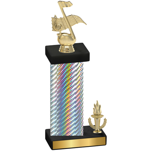 Accented Single Silver Carbon Fiber Victory Music Trophy