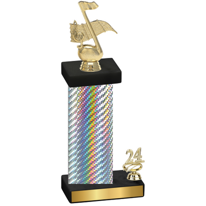 Accented Single Silver Carbon Fiber Year Music Trophy