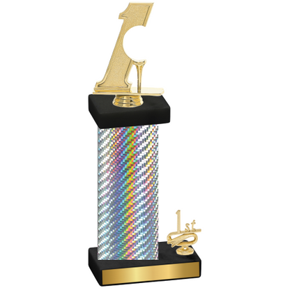 Accented Single Silver Carbon Fiber First Place Golf Trophy