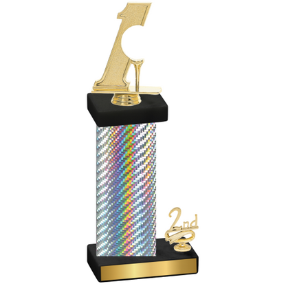 Accented Single Silver Carbon Fiber Second Place Golf Trophy
