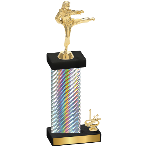 Accented Single Silver Carbon Fiber First Place Karate Trophy