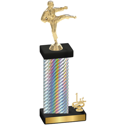 Accented Single Silver Carbon Fiber First Place Karate Trophy