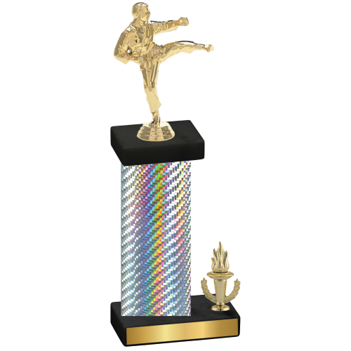 Accented Single Silver Carbon Fiber Victory Karate Trophy