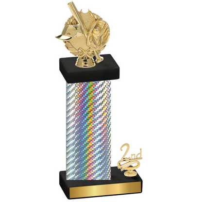 Accented Single Silver Carbon Fiber Second Place Baseball Trophy