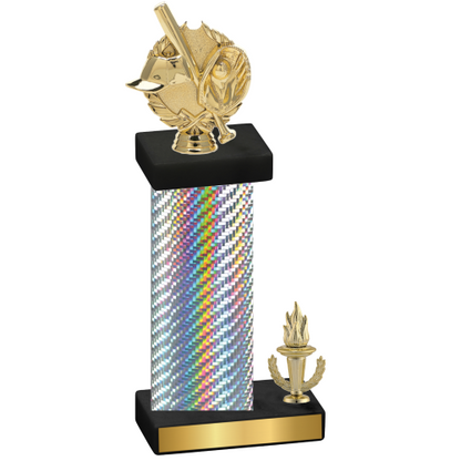 Accented Single Silver Carbon Fiber Victory Baseball Trophy