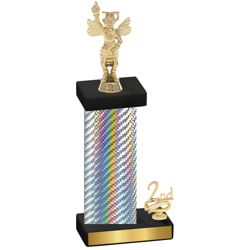Accented Single Silver Carbon Fiber Second Place Academics Trophy