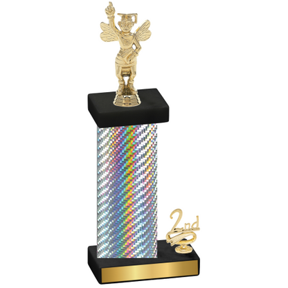 Accented Single Silver Carbon Fiber Second Place Academics Trophy