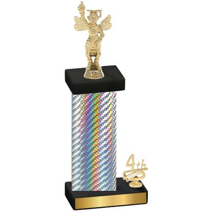 Accented Single Silver Carbon Fiber Fourth Place Academics Trophy