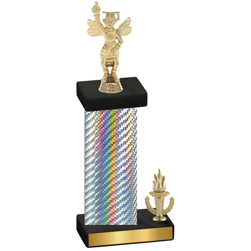 Accented Single Silver Carbon Fiber Victory Academics Trophy