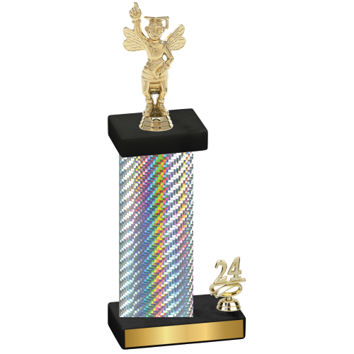 Accented Single Silver Carbon Fiber Year Academics Trophy