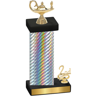 Accented Single Silver Carbon Fiber Second Place Academics Trophy