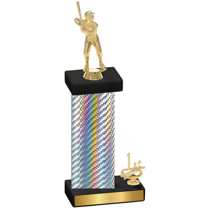 Accented Single Silver Carbon Fiber First Place Baseball Trophy