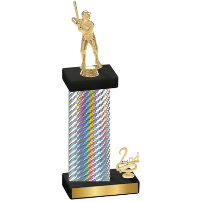 Accented Single Silver Carbon Fiber Second Place Baseball Trophy