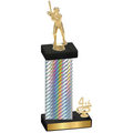 Accented Single Silver Carbon Fiber Fourth Place Baseball Trophy