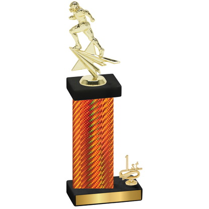 Accented Single Orange Carbon Fiber First Place Football Trophy