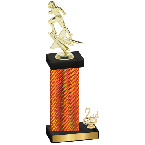 Accented Single Orange Carbon Fiber Second Place Football Trophy