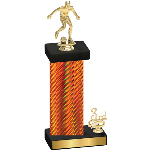 Accented Single Orange Carbon Fiber Third Place Soccer Trophy