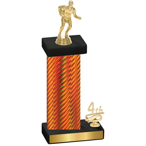 Accented Single Orange Carbon Fiber Fourth Place Rugby Trophy