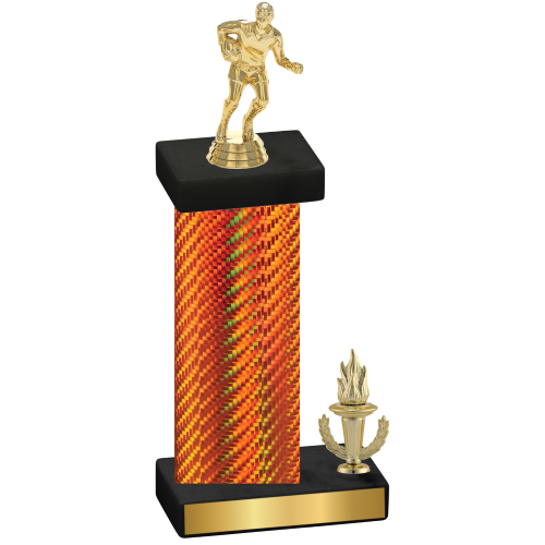 Accented Single Orange Carbon Fiber Victory Rugby Trophy