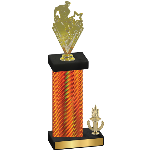 Accented Single Orange Carbon Fiber Victory Rugby Trophy