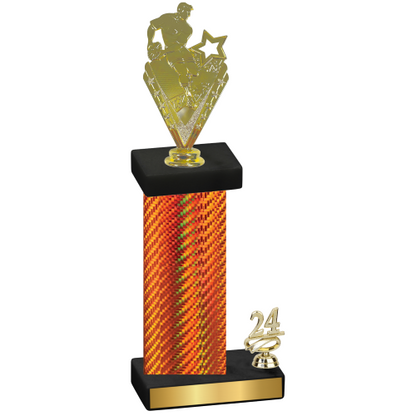 Accented Single Orange Carbon Fiber Year Rugby Trophy