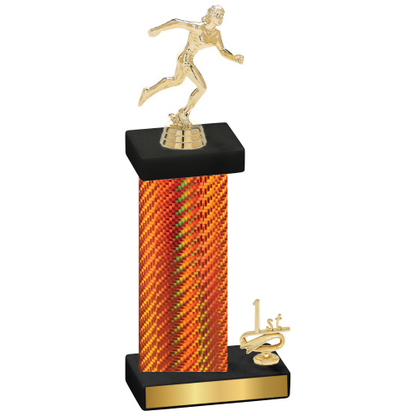 Accented Single Orange Carbon Fiber First Place Running Trophy