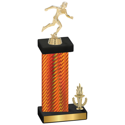 Accented Single Orange Carbon Fiber Victory Running Trophy