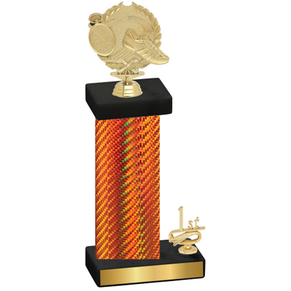 Accented Single Orange Carbon Fiber First Place Running Trophy