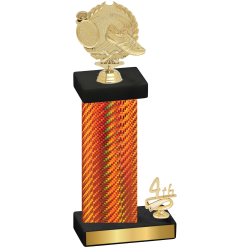 Accented Single Orange Carbon Fiber Fourth Place Running Trophy