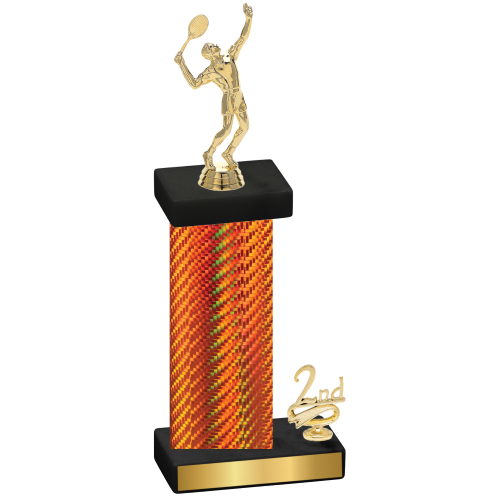 Accented Single Orange Carbon Fiber Second Place Tennis Trophy