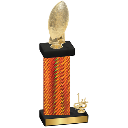 Accented Single Orange Carbon Fiber First Place Football Trophy