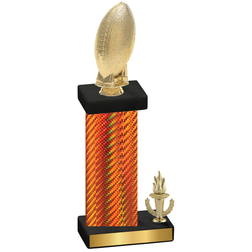 Accented Single Orange Carbon Fiber Victory Football Trophy