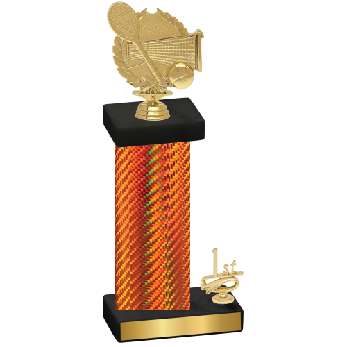 Accented Single Orange Carbon Fiber First Place Tennis Trophy