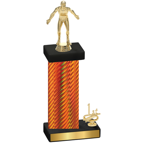 Accented Single Orange Carbon Fiber First Place Wrestling Trophy