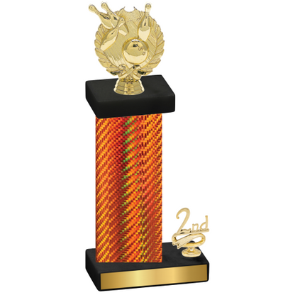 Accented Single Orange Carbon Fiber Second Place Bowling Trophy