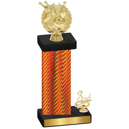 Accented Single Orange Carbon Fiber Third Place Bowling Trophy
