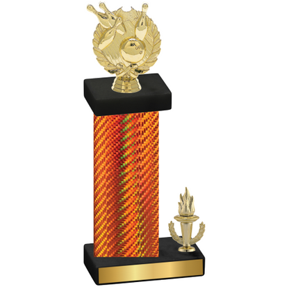 Accented Single Orange Carbon Fiber Victory Bowling Trophy