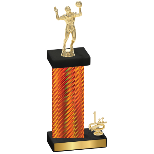 Accented Single Orange Carbon Fiber First Place Volleyball Trophy