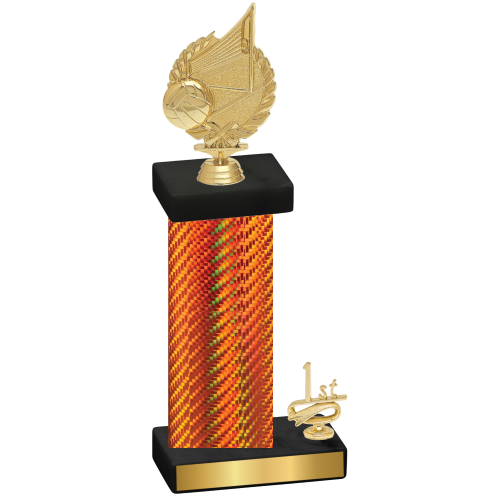 Accented Single Orange Carbon Fiber First Place Volleyball Trophy