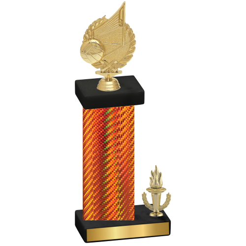 Accented Single Orange Carbon Fiber Victory Volleyball Trophy