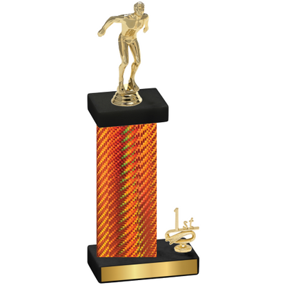 Accented Single Orange Carbon Fiber First Place Swimming Trophy