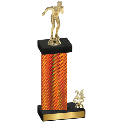 Accented Single Orange Carbon Fiber Year Swimming Trophy