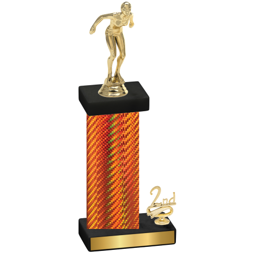 Accented Single Orange Carbon Fiber Second Place Tennis Trophy