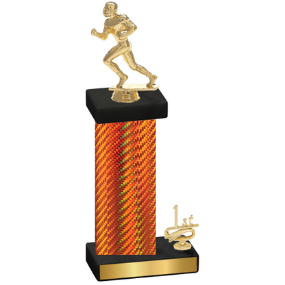 Accented Single Orange Carbon Fiber First Place Football Trophy