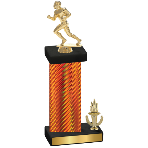 Accented Single Orange Carbon Fiber Victory Football Trophy