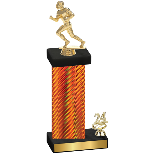 Accented Single Orange Carbon Fiber Year Football Trophy