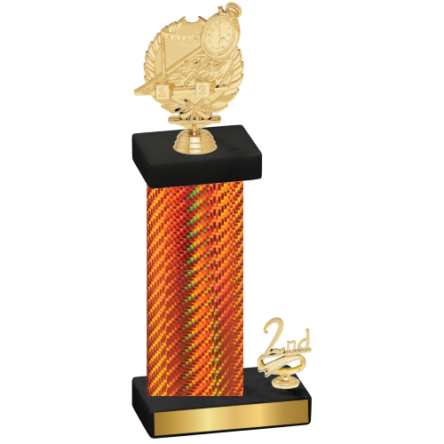 Accented Single Orange Carbon Fiber Second Place Swimming Trophy