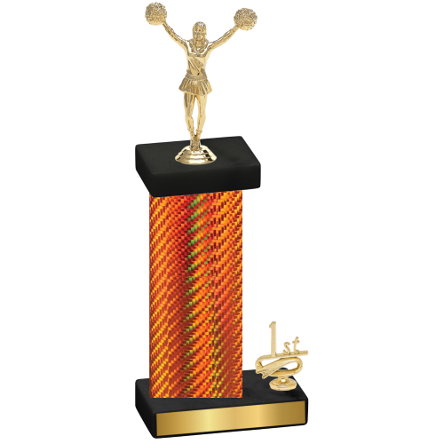 Accented Single Orange Carbon Fiber First Place Cheerleading Trophy