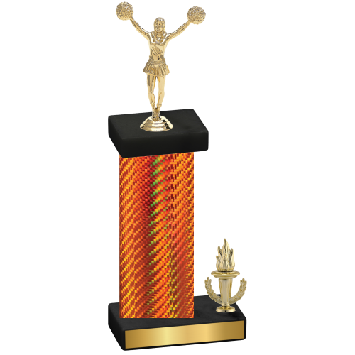 Accented Single Orange Carbon Fiber Victory Cheerleading Trophy