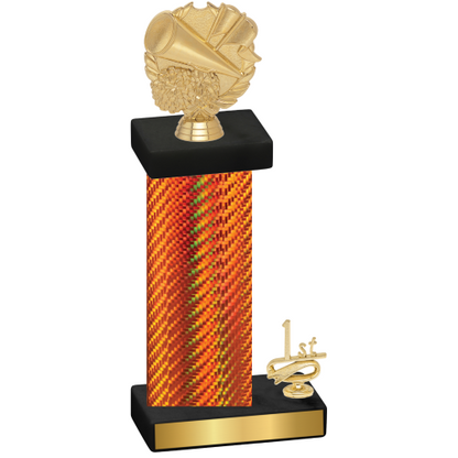 Accented Single Orange Carbon Fiber First Place Cheerleading Trophy